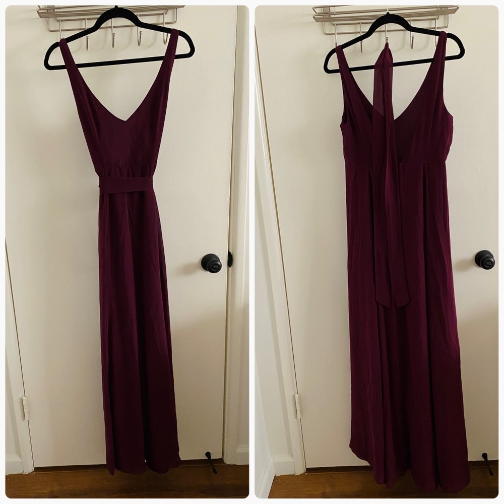Show me your mumu jenn maxi burgundy bridesmaid dress size medium